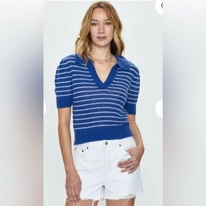 Pistola Billie Pleat Sleeve Polo in Blue